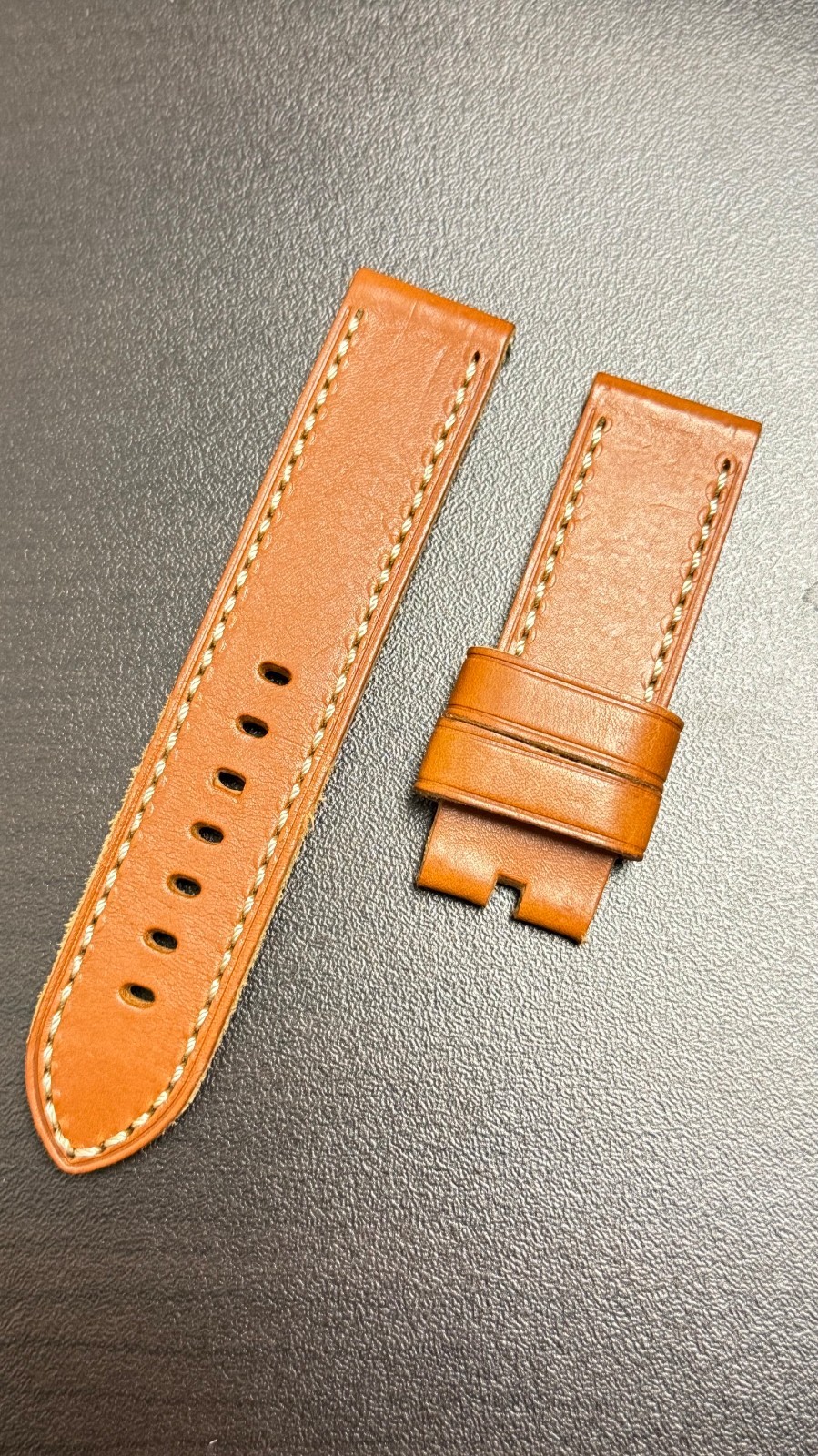 24mm Handmade Genuine Calf Leather Watch Band For Panerai Luminor – Brown