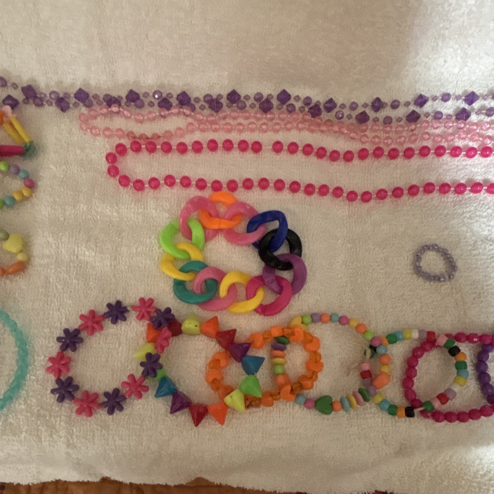 Kids Plastic Jewelry Mixed Lot 22 Multicolor Necklaces Bracelets Rings