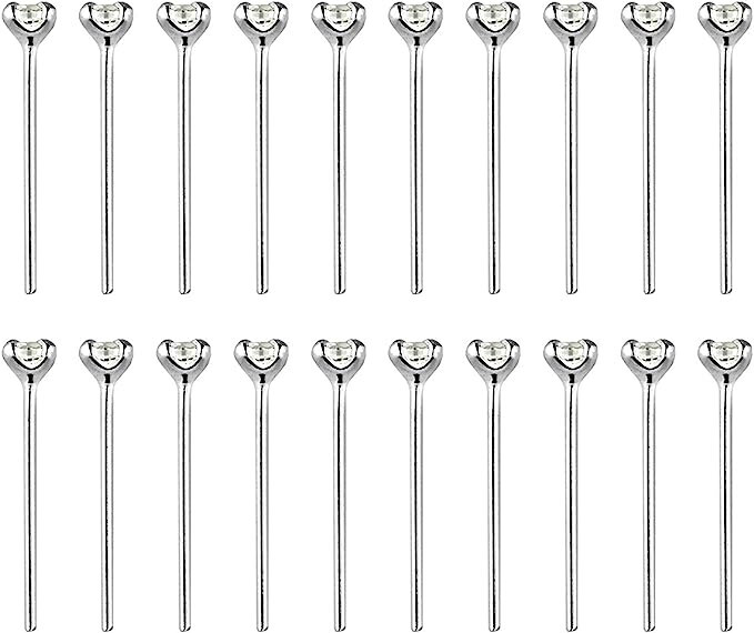 925 22G Nose Bone Stud 11mm Bendable Fishtail Nose Ring 1.5mm 2mm Jeweled 20PCS