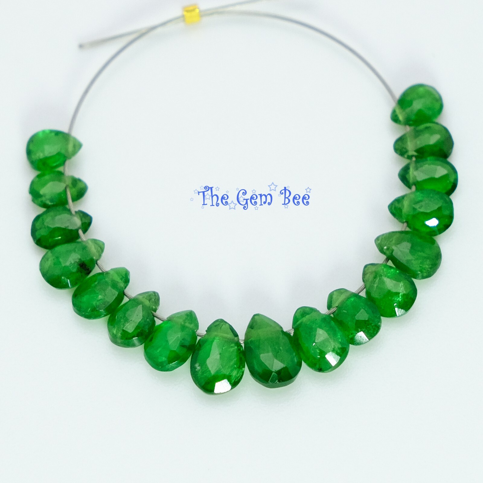 Gem Tsavorite Deep Green Garnet Faceted Petite Pear Briolette Beads (17)
