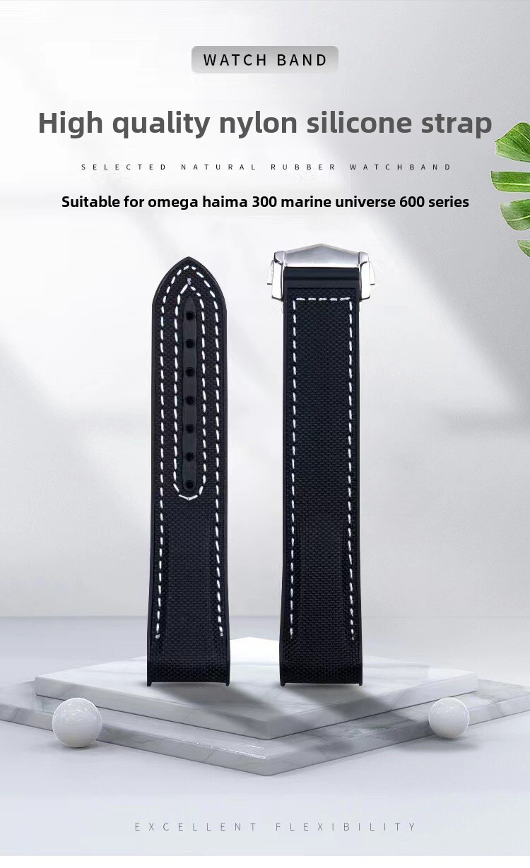 High Quality Nylon Rubber Watch Band Strap for Omega New Seamaster 300 20/22mm