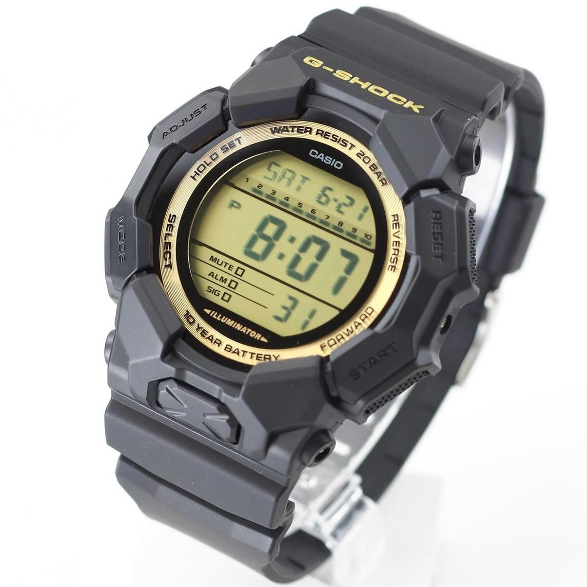 CASIO G-SHOCK GD-010GB-1A9JF Black and Gold Series Big Case Digital Watch 51.9mm