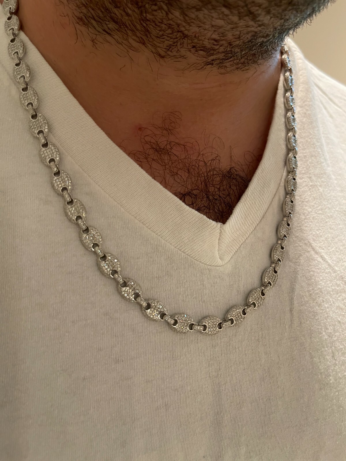 Puff Gucci Link Chain Out ICED Moissanite Pass Diamond Test 925 Silver 8mm Thick