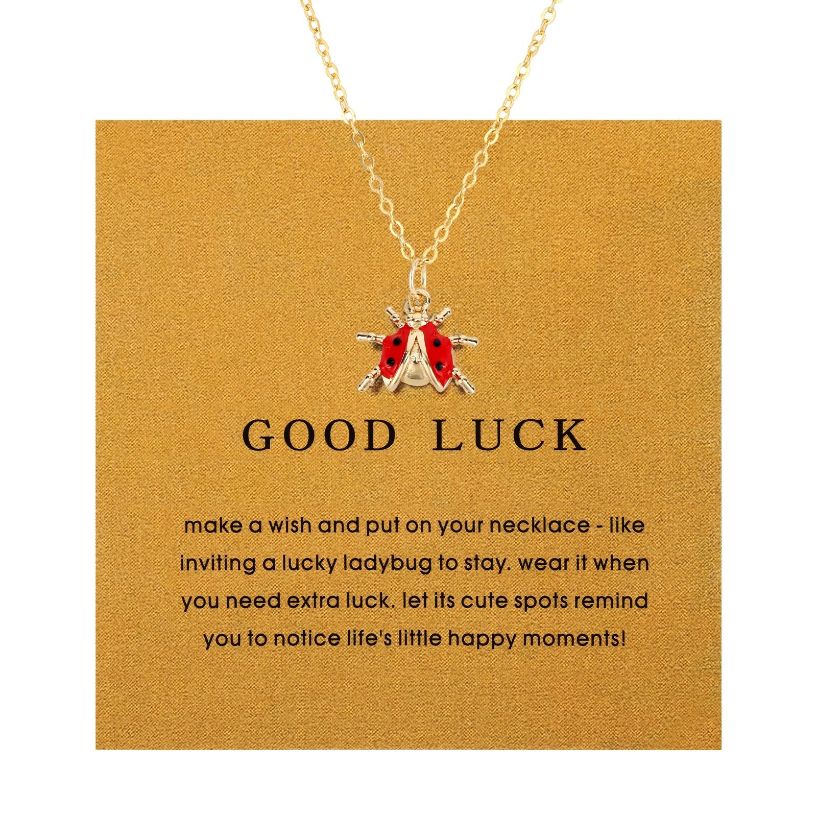 Mikovivi Ladybug Pendant Necklace, Copper, Resin, Red, Black, 51cm Long