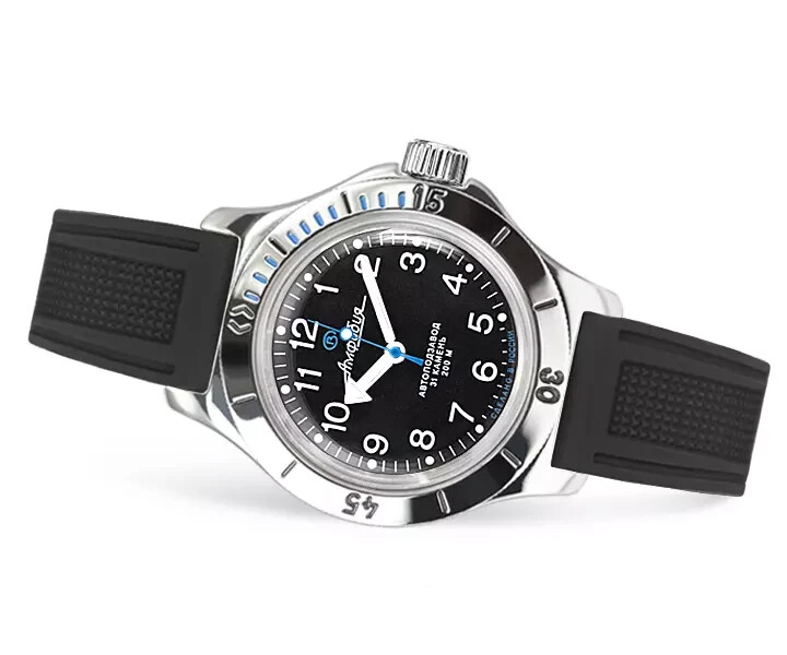 Vostok Amphibia 120811 Watch Diver Mechanical Automatic Black US SELLER