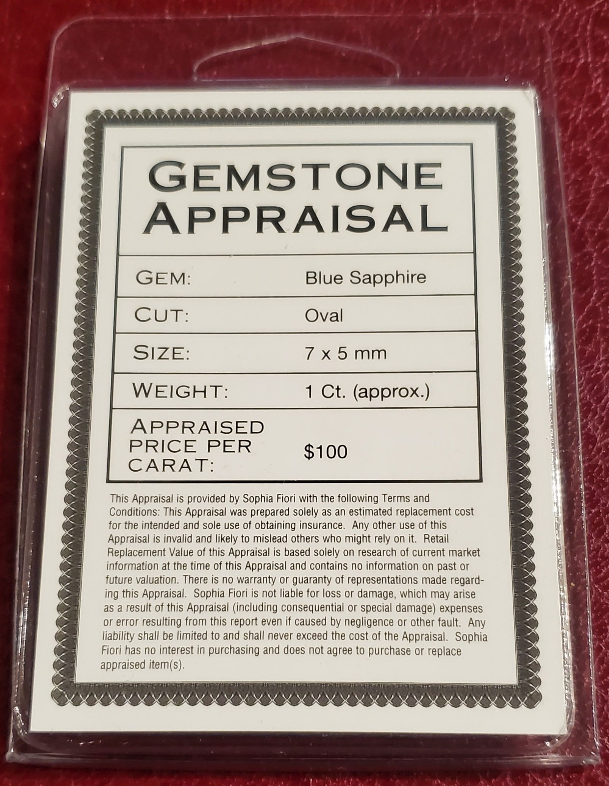 VTG 1-Carat Midnight Sapphire Oval  7×5 mm Stone Sophia Fiori Appraised $100.00