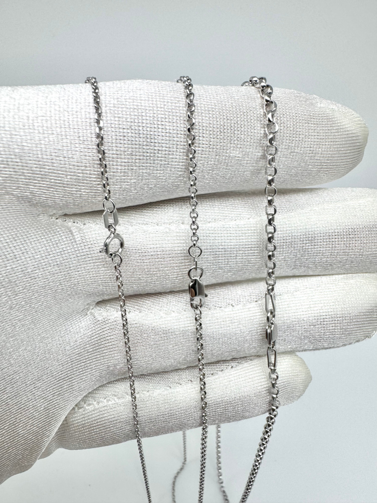14K White Gold Round Rolo Cable Link Chain Necklace Diamond-Cut Chain 1.9-2.5mm