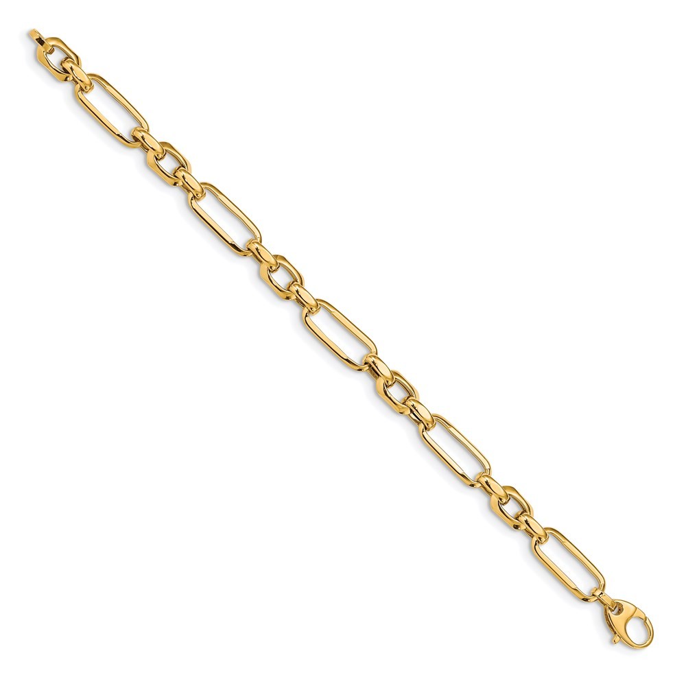14k Yellow Gold Polished 7.8mm Fancy Figaro Link Charm Bracelet For Her 7.5″