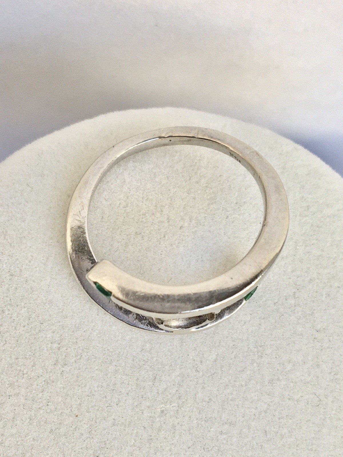 14K Solid White Gold 5g Custom Emerald Ring Remount Setting Size 5.5 Handmade