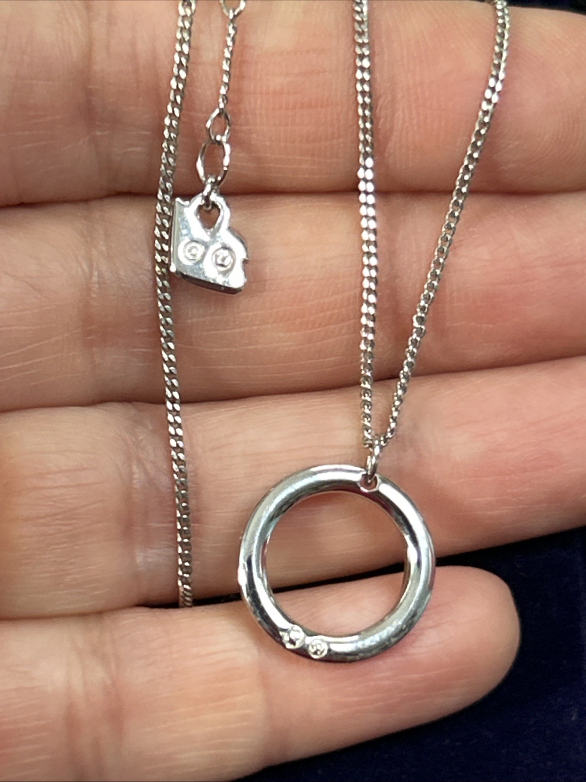 Swarovski Pave Rhinestone Infinity Circle Round Pendant Necklace 15” Signed