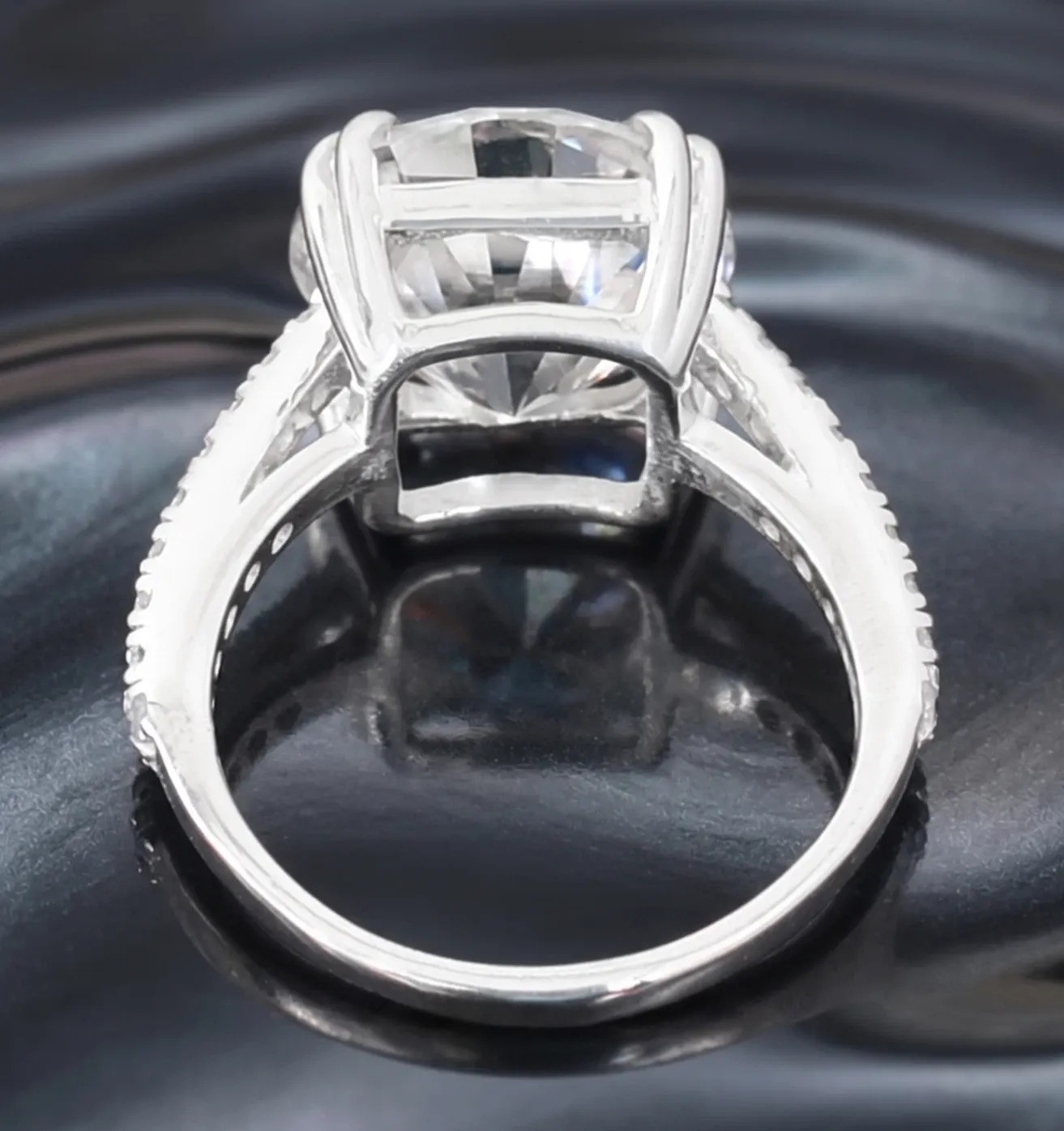 Rare 6.67 Ct Certified Round White Diamond Ring, Great Luster 925 Silver