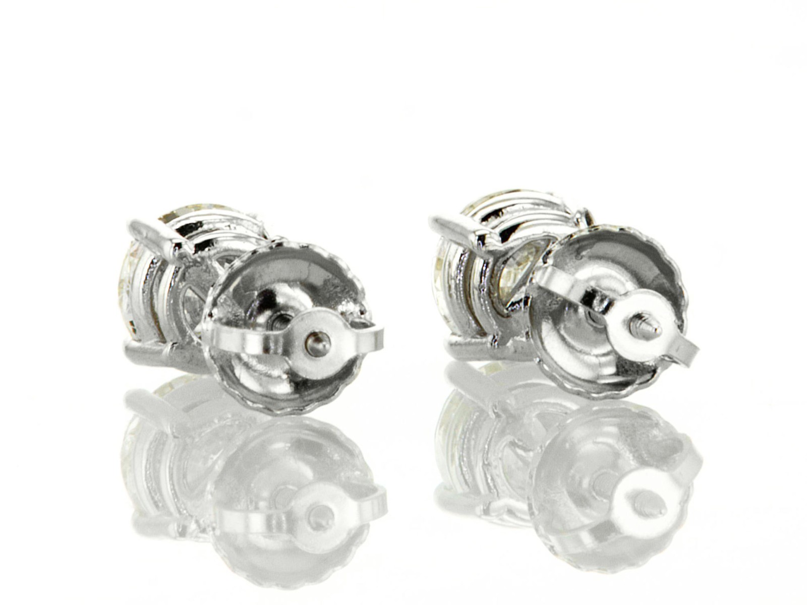 Round Shape Diamond Stud Earrings Real 1.17 Carat H/I VS2/SI1 14K White Gold