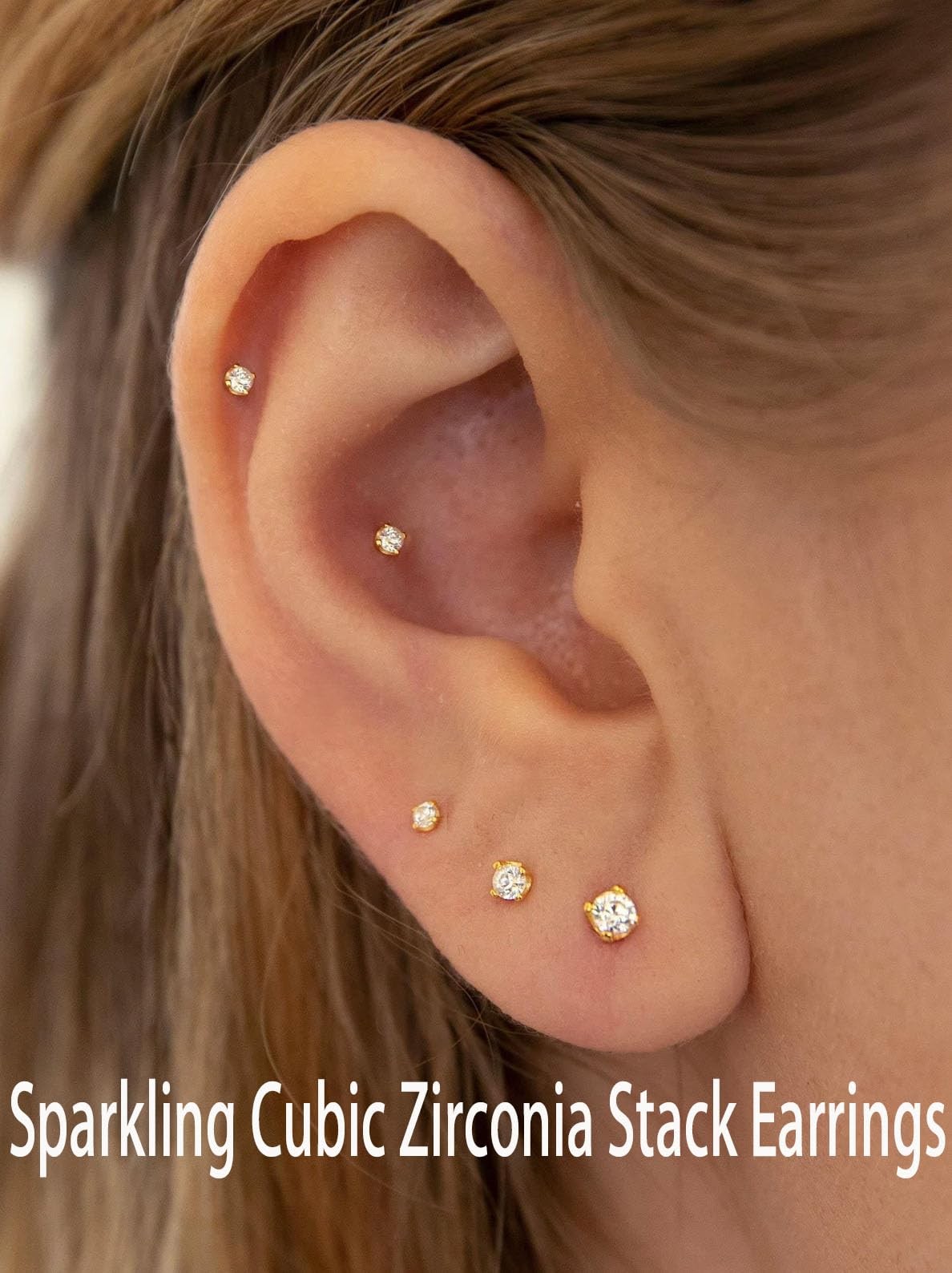 12Pcs 2MM Tiny CZ 2mm 3mm 4mm 5mm 6mm 7mm, Gold, Silver, Black, Rose Gold