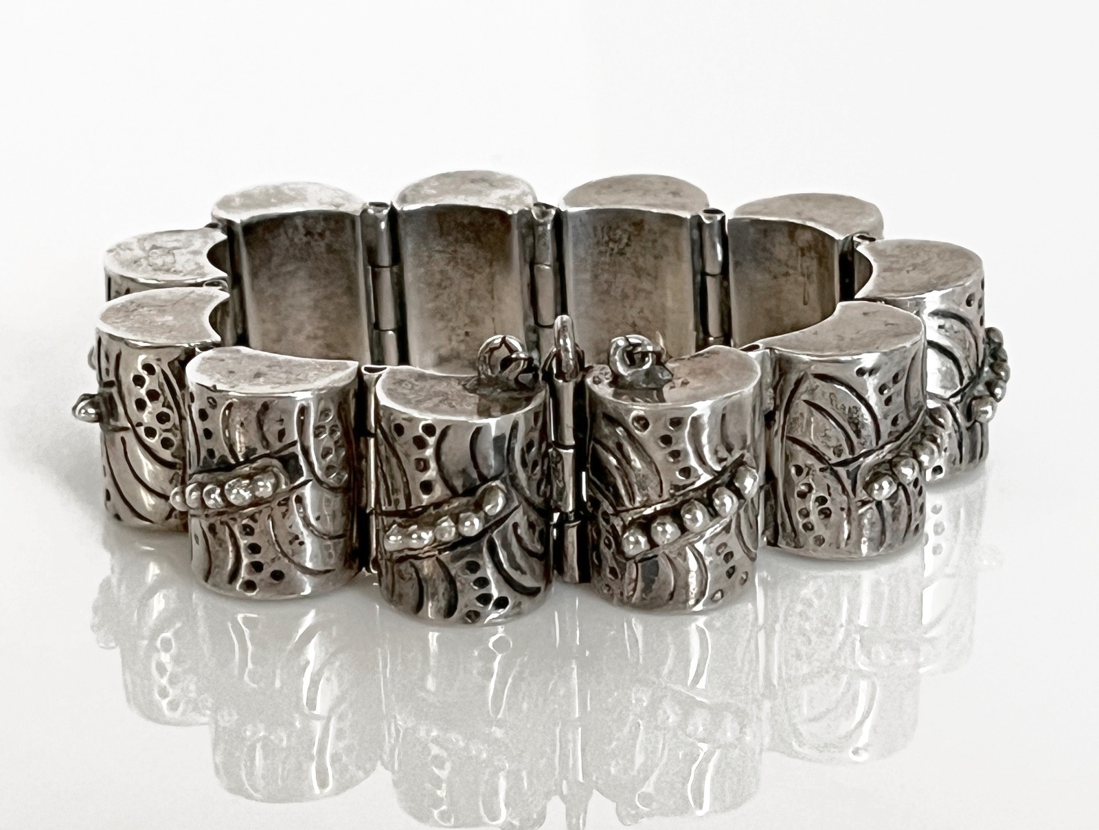 VTG 1960’s TAXCO 925 Sterling Silver Heavy Link Bracelet – Fits Up To 6 1/4″