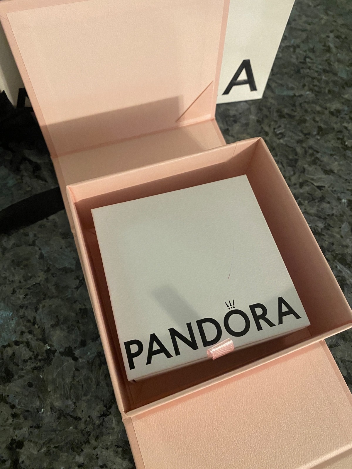 PANDORA Studded Chain Slider Bracelet 14K Gold Plated + 2 Charms + Box and Bag