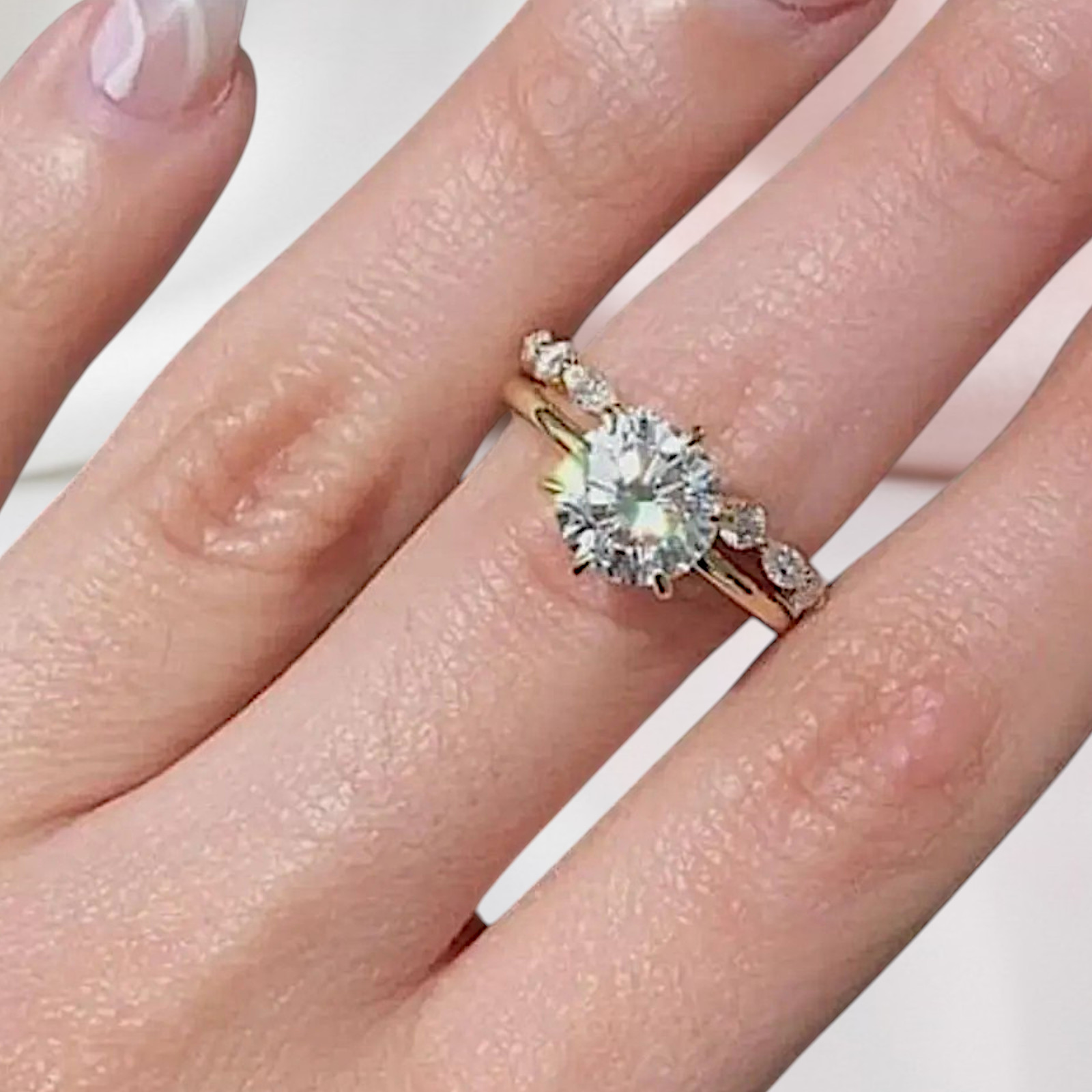 14k Yellow Gold IGI Lab Grown Diamond Engagement Band Set Ring 2.50 Ct Round Cut