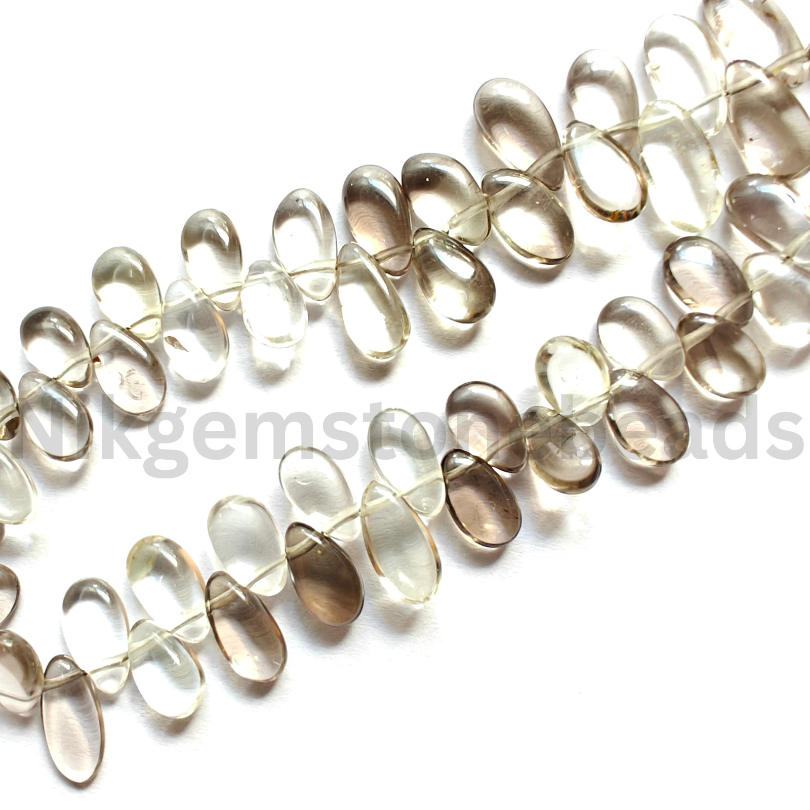 Natural Smokey- Bio Lemon Quartz, Smooth & Plain Pear Cut Beads, 8.75-11.00 MM.