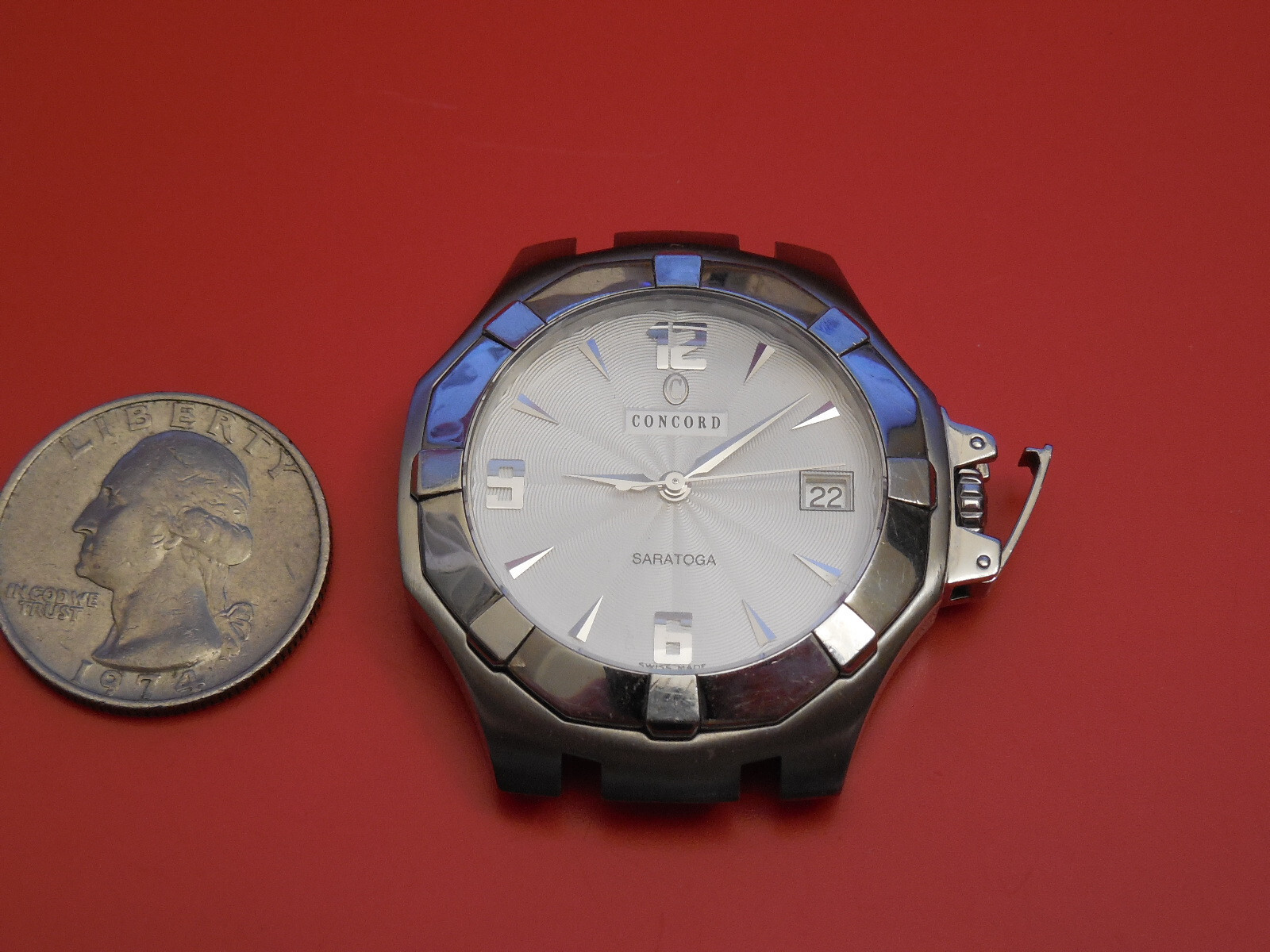 CONCORD SOLID STEEL CURRENT MODEL SARATOGA 37MM WATCH NEED STRAP