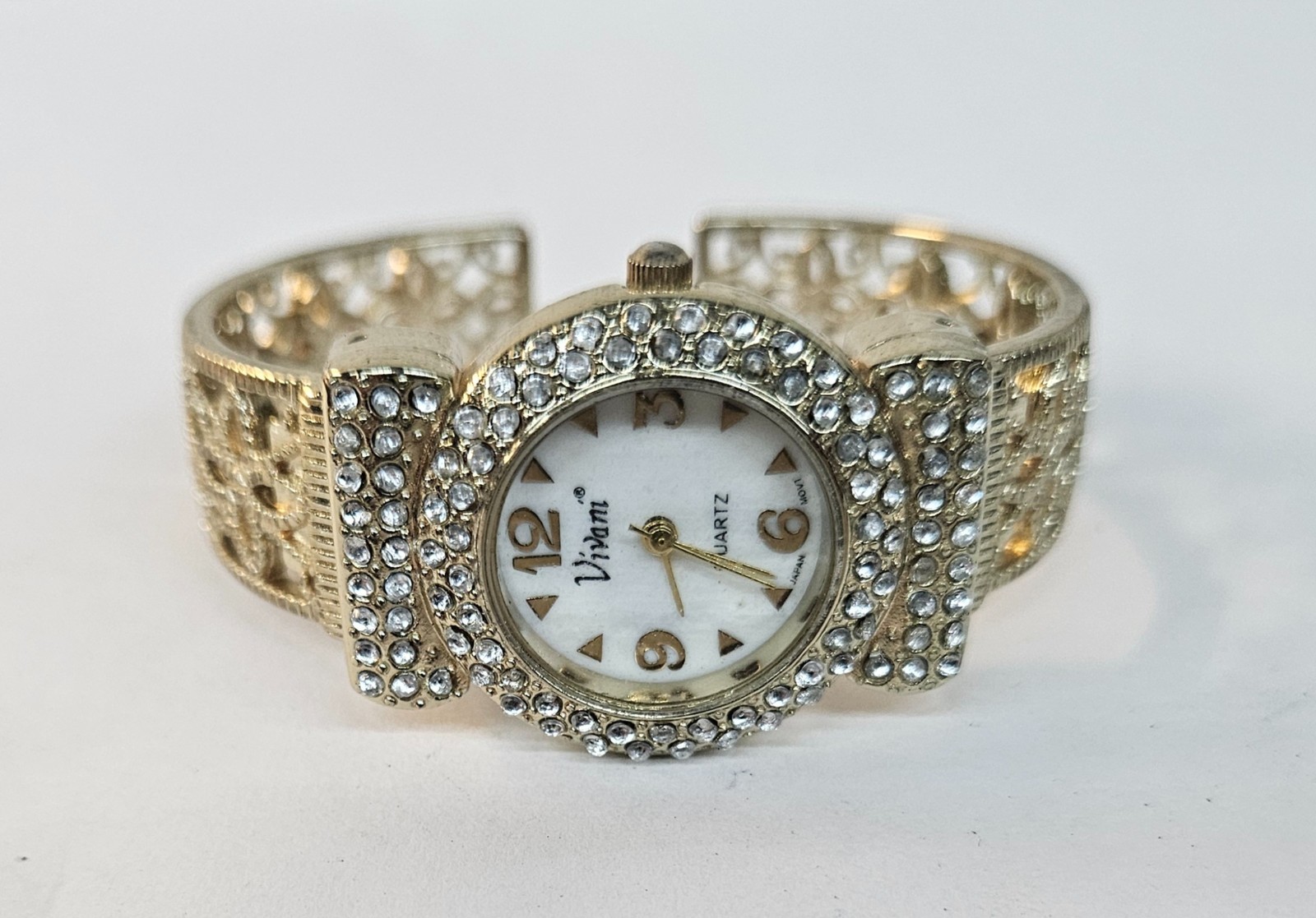VIVANI Ladies Bracelet Watch w Sparkling Rhinestone Bezel NEEDS BATTERY