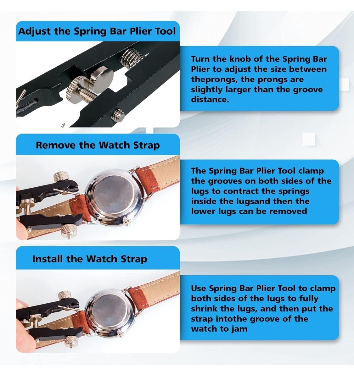 Watch Spring Bar Plier Tweezer Tool Kit For Wrist Watch Band Replacement