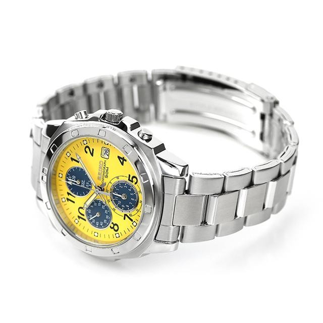 Seiko Chronograph SND409P1 Yellow Dial Quartz Watch Silver Stainless Steel 40mm