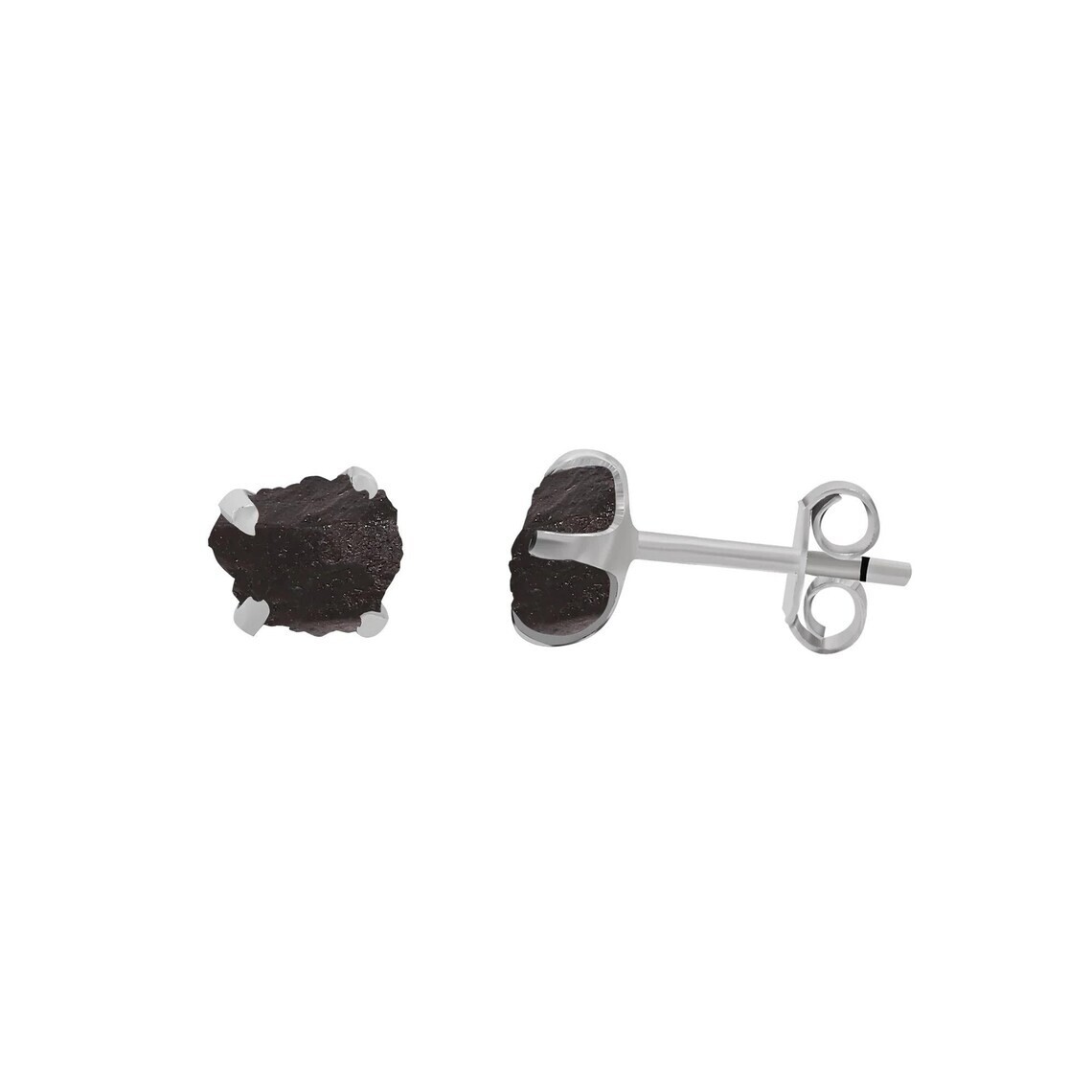 Raw Shungite Stud Earring 925 Sterling Silver Handmade Jewelry For Girls