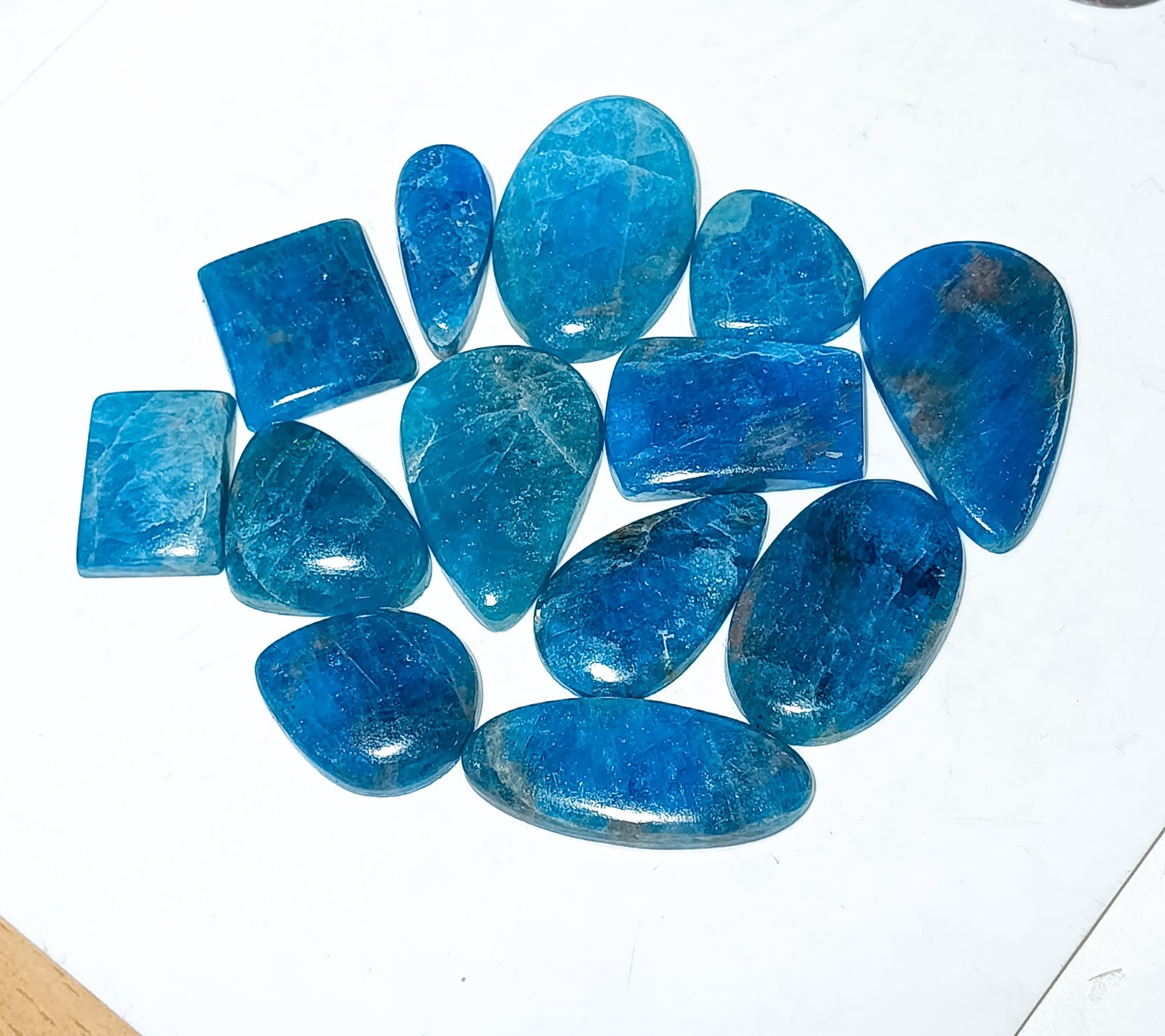 Natural Blue Apatite Polished Cabochon – Bulk Wholesale – Mixed Shapes 15–30 mm