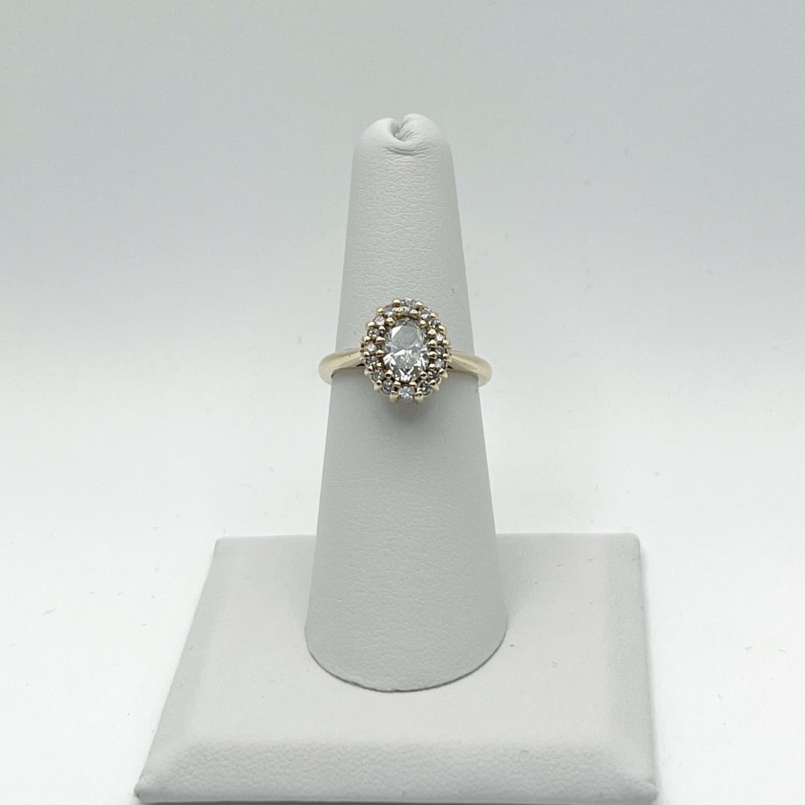 Oval Diamond Halo Engagement Ring 14K Gold Sz 6 GIA Natural 0.82ct D/SI1