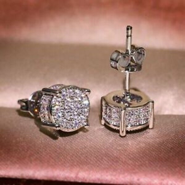 1.70Ct Lab Created Diamond Cluster Earrings Solid 14K White Gold Finish
