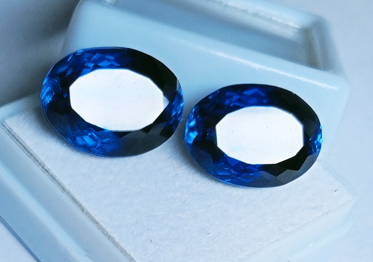 Blue Sapphire Pair Oval Cut Natural Certified 15+ Ct Loose Gemstone