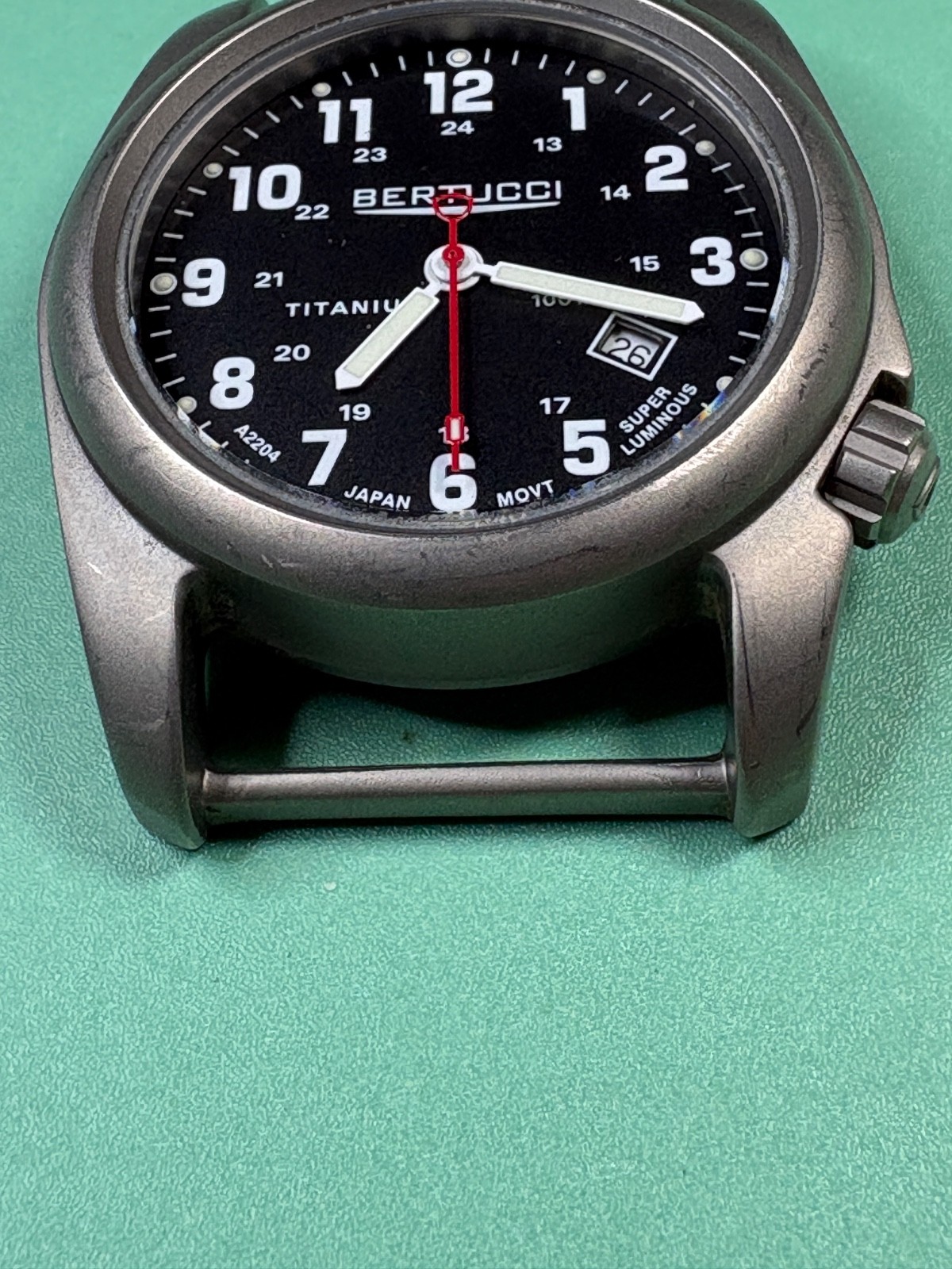 Bertucci A2-T watch Men 40mm Black Dial Titanium Date Round Nato New battery