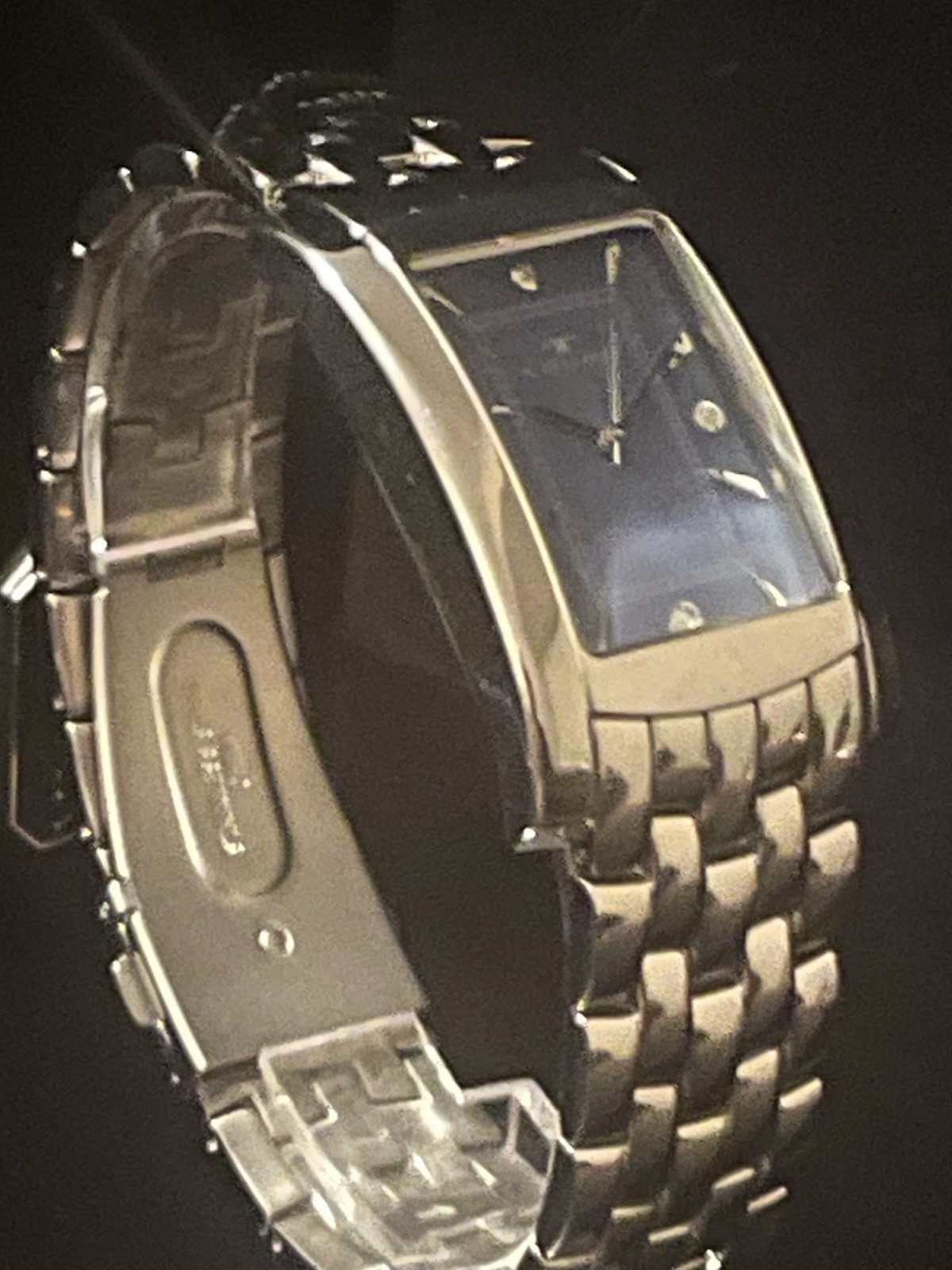 Tavan Swiss Quartz Tank TV45-627 Blue Dial Stainless Steel Watch w/ Box & Papers