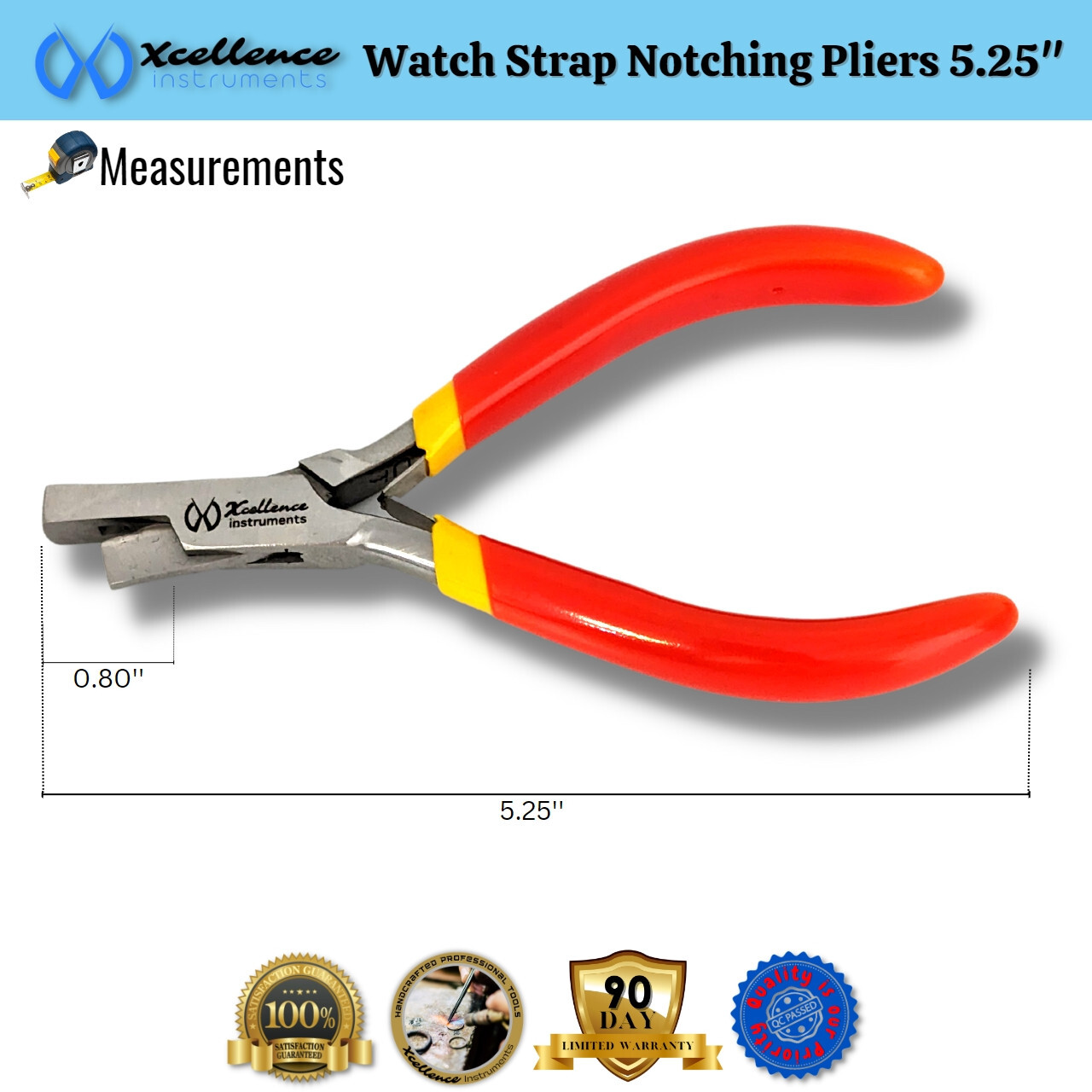Xcellence Leather & Rubber Watch Strap Notching Pliers Repair Tools 5.25″ Red