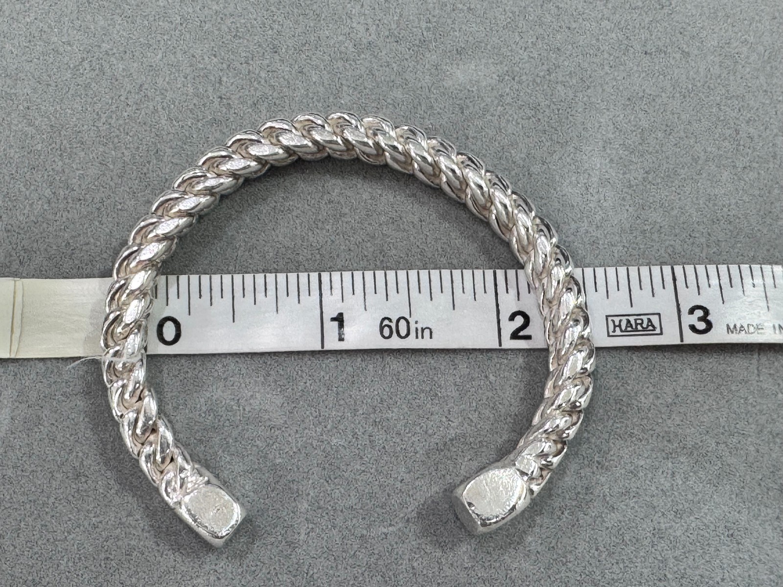 Vintage Heavy Braided Link Torque Cuff Bracelet 41.7g Acid Tested