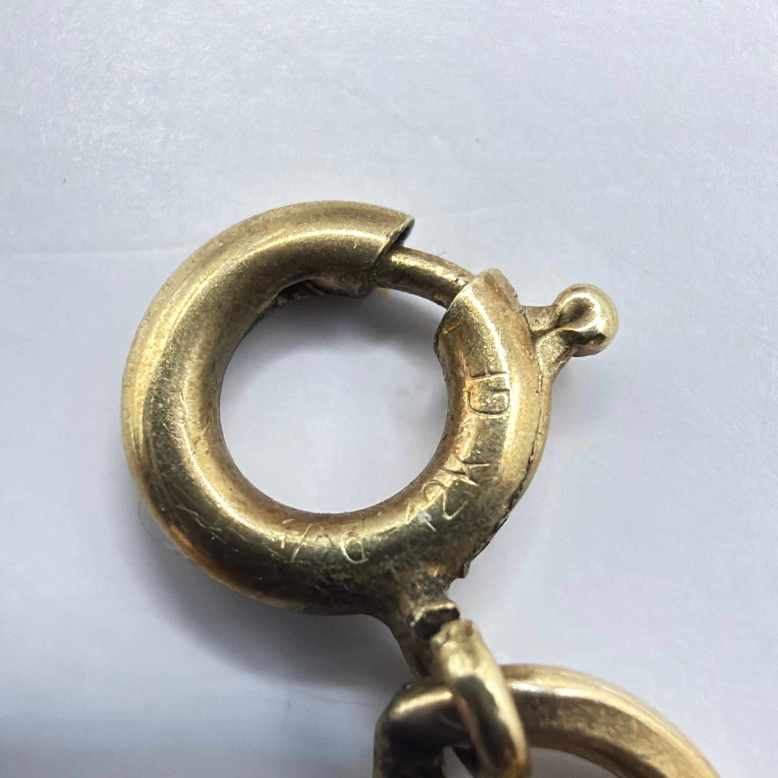 12K Gold Filled 7 Inch Double Link Curb Chain Charm Bracelet 5.8 Grams