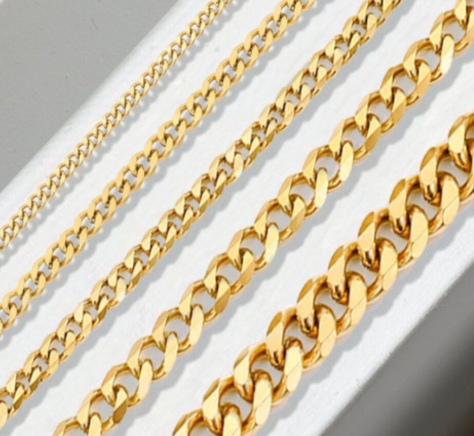 REALLY NICE Cuban Link Chain Necklace Gold Plated, You Choose Size !