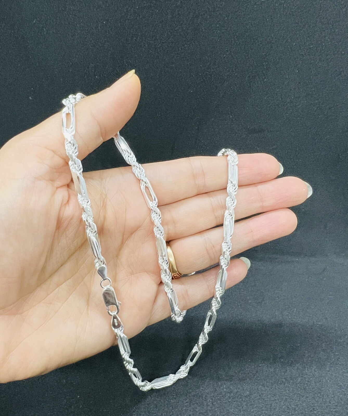 925 Sterling Silver Men’s Women’s Figarope chain Necklace 4.5mm 18″-28″