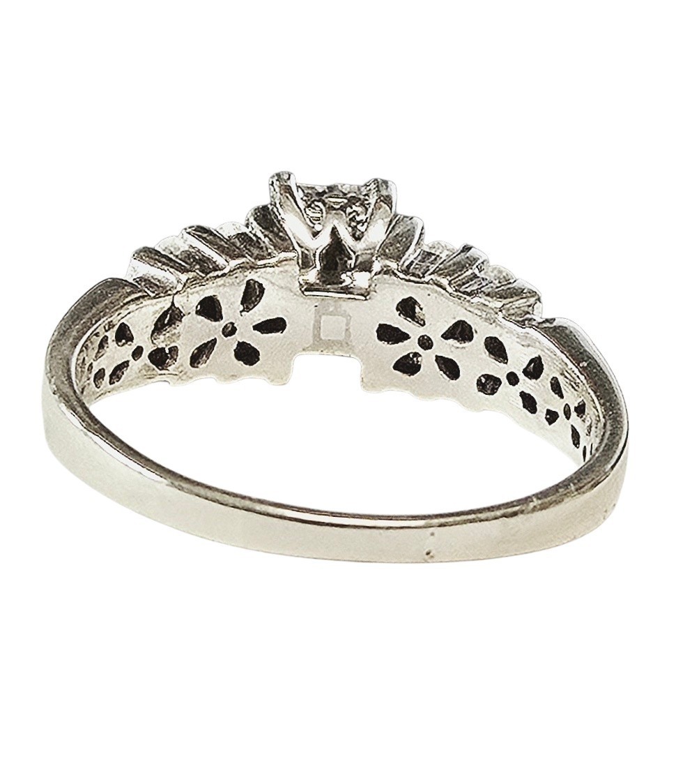 14K White Gold 1.00 Ct Princess Cut/Round Diamond Engagement Size 9 Ring