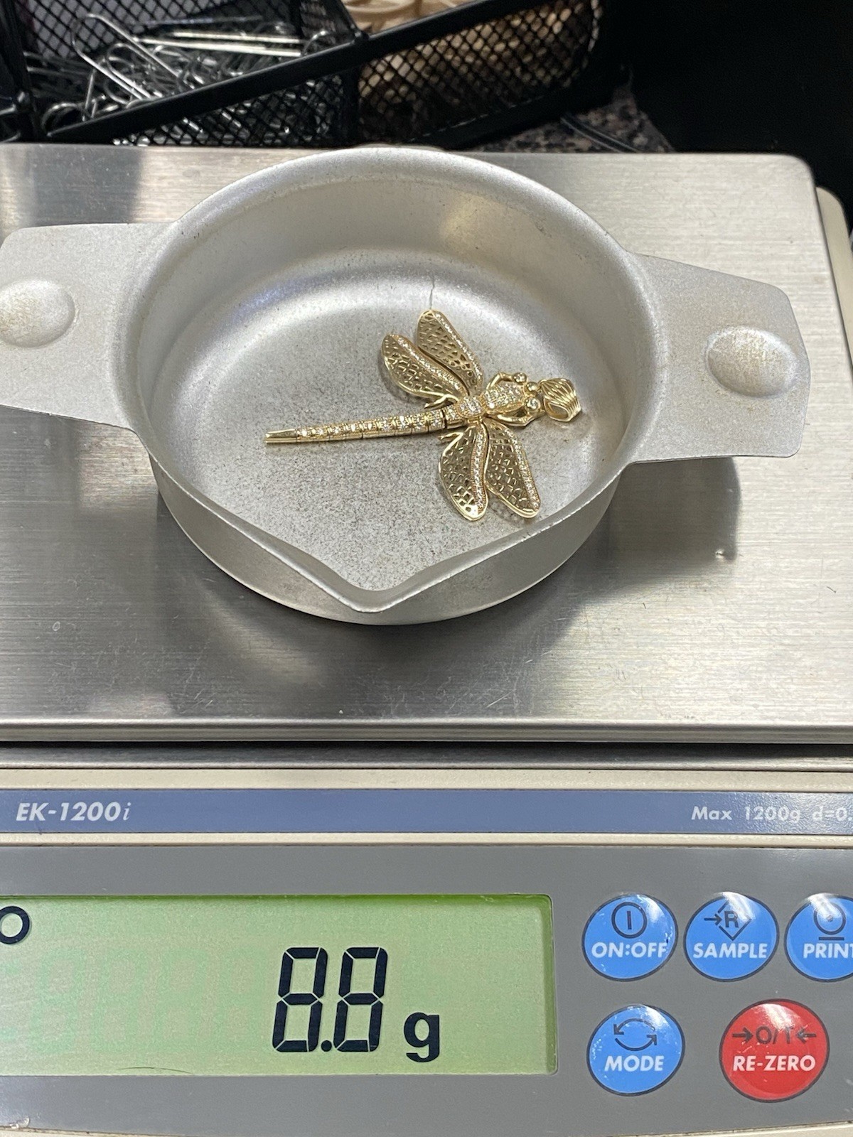 LARGE 14K Yellow Gold Dragonfly Pendant 8.8 Grams Moving Tail
