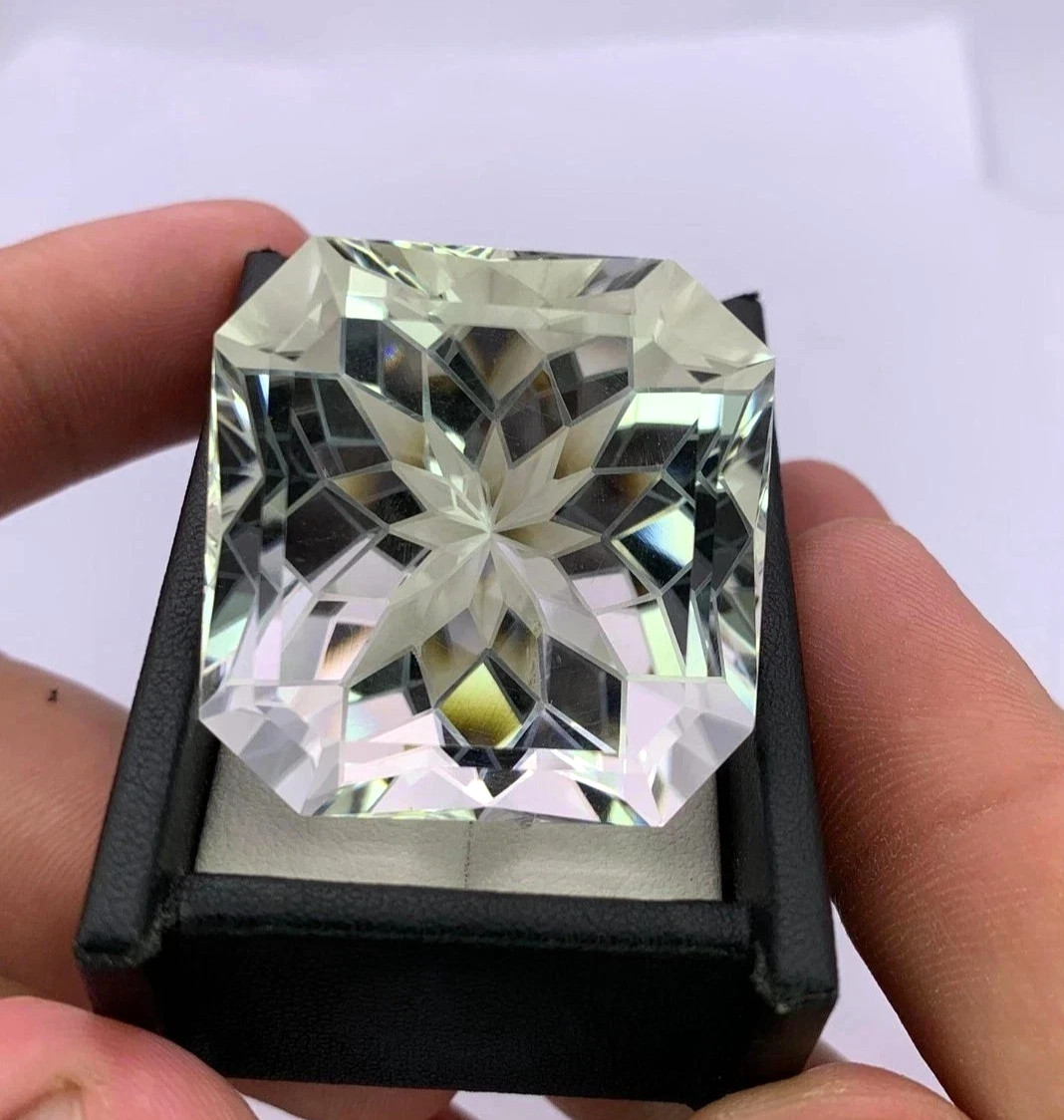 49 Ct Certified Asscher Cut Natural White Sapphire Loose Gemstone A+++