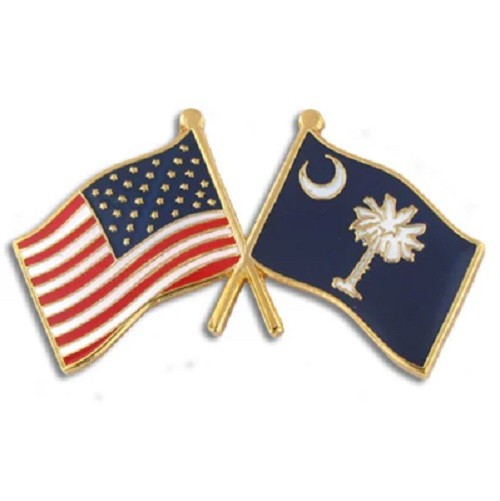 American SOUTH CAROLINA USA SC FLAGS Cloisonne Lapel Pins