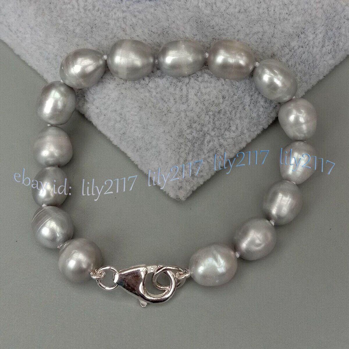 Natural White Black Gray Pink Purple Rice Cultured Pearl Bracelet Silver Clasp