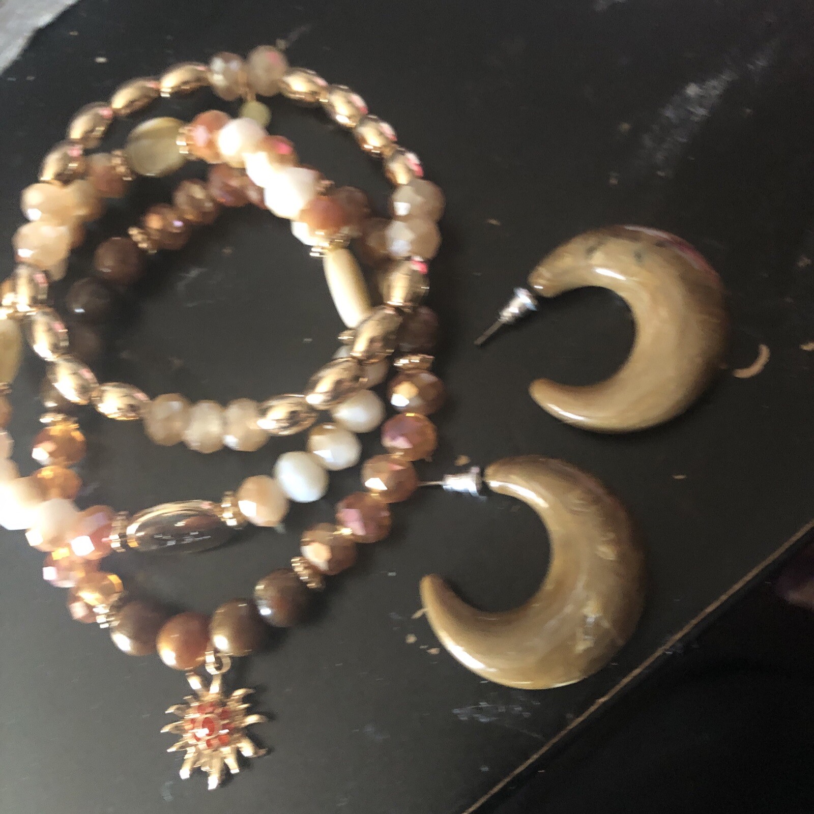Sun Celestial Charm Bracelets 3 fits up to size 8 and 1 1/2 inch Hoop earrings