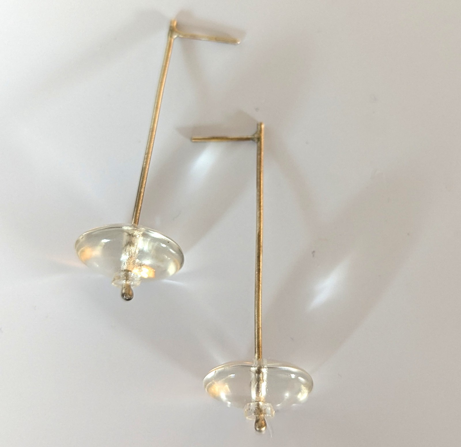 Artisan Hand Made Sterling Silver Abstract Earrings with vintage Quartz bead