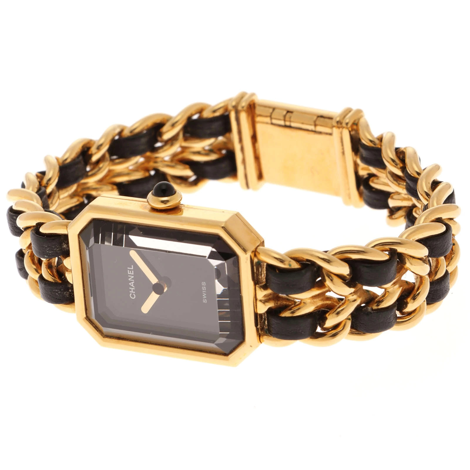 Chanel Première M H0001 Leather / Stainless Steel 20mm Black Dial Quartz #DW2715