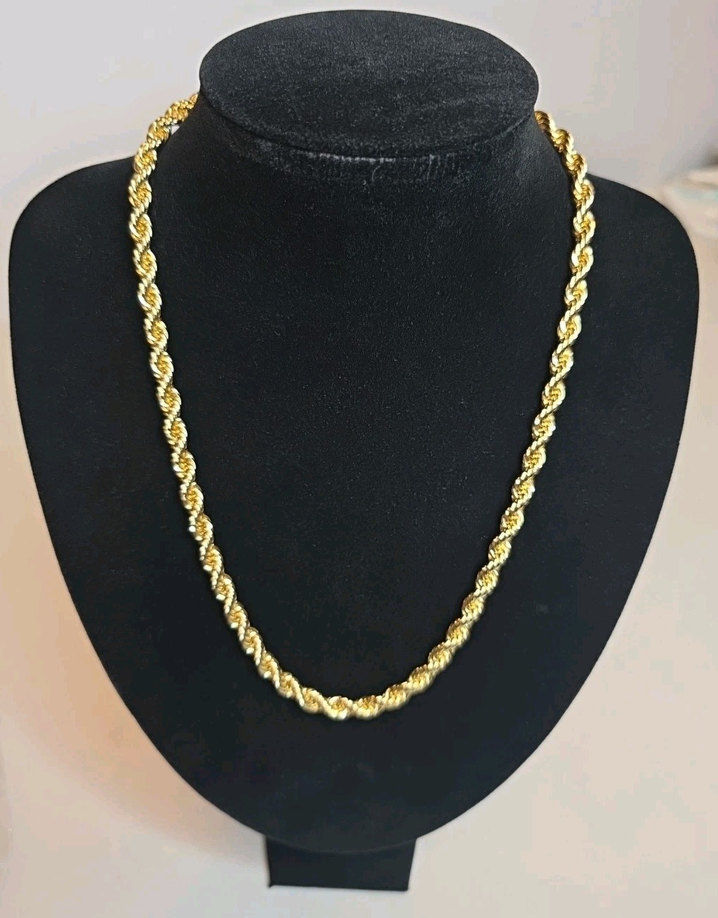 14K Gold Plated Rope Chain Necklace 30” 6mm – Stamped 14K.
