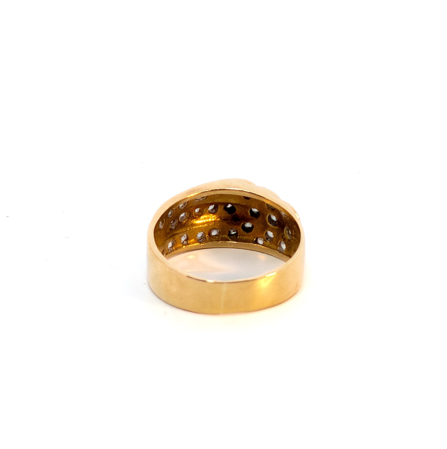Ladies Ring, Gold Ring with Zircon, Yellow Gold 750 18 KT, Size 54
