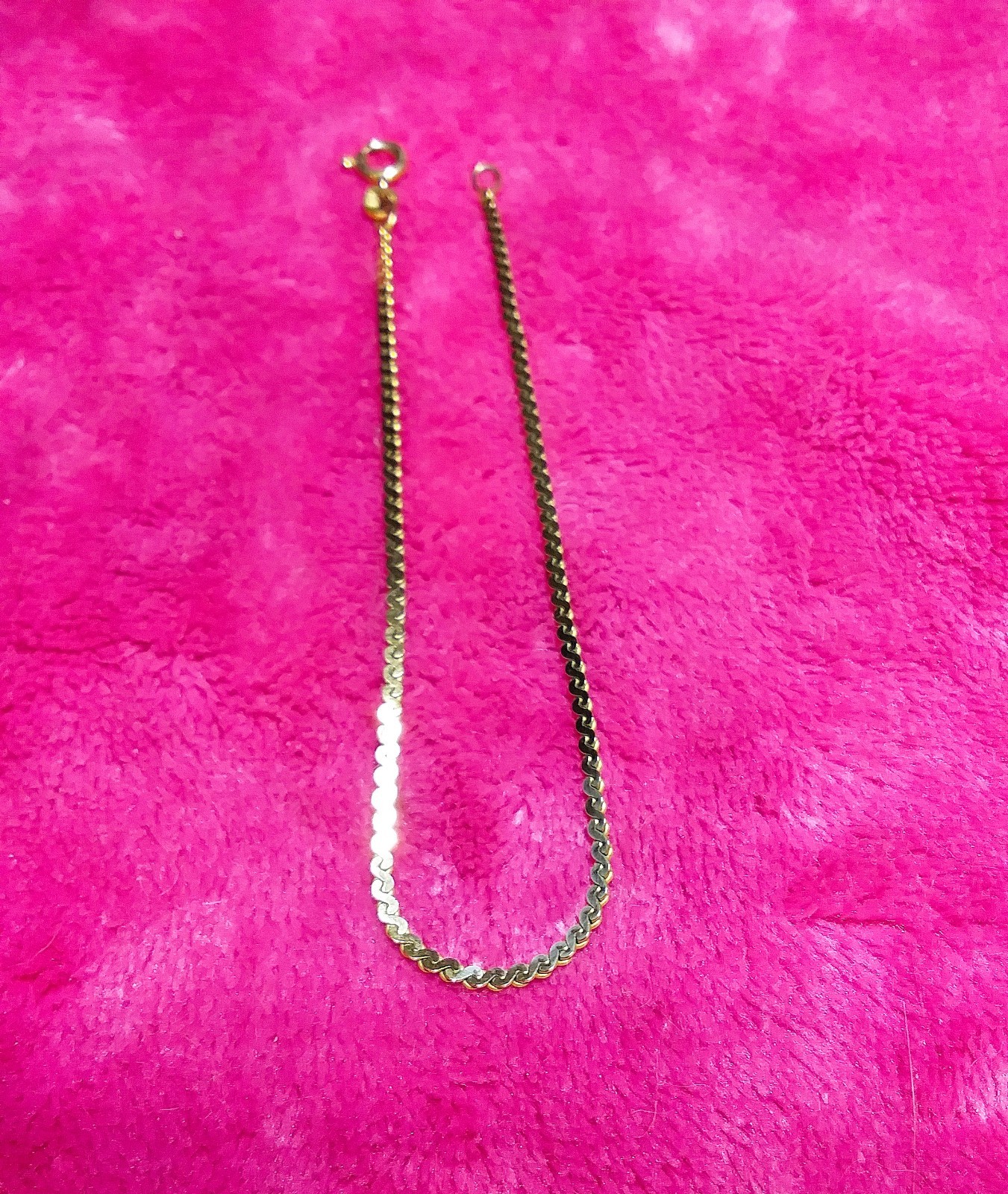 Solid 14k Yellow Gold Serpentine Snake S Chain Bracelet 7.5″ 2mm 2.2g Italy