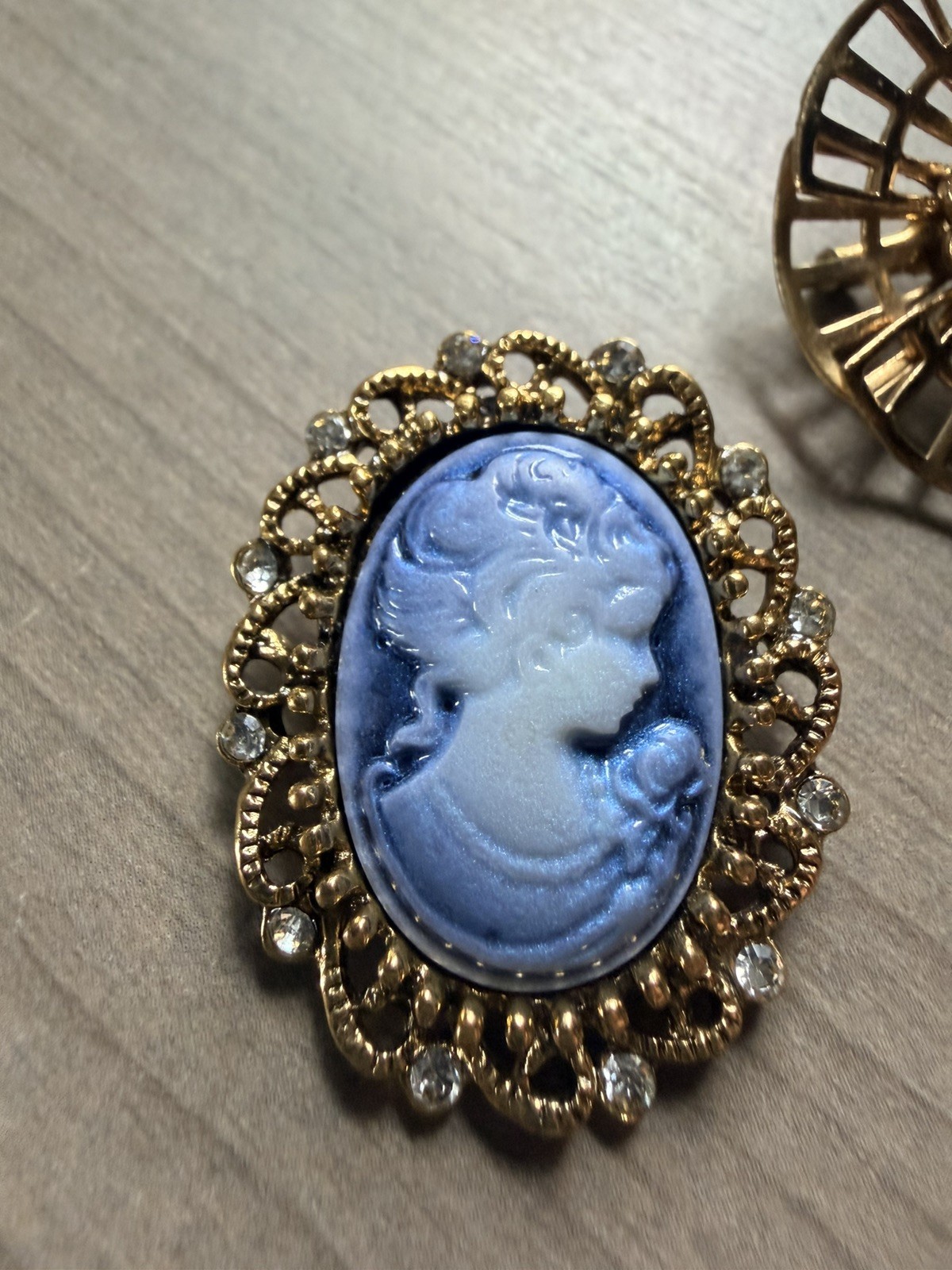 Vintage Cameo Brooch Lot of 3, Coro Victorian Mona Lisa