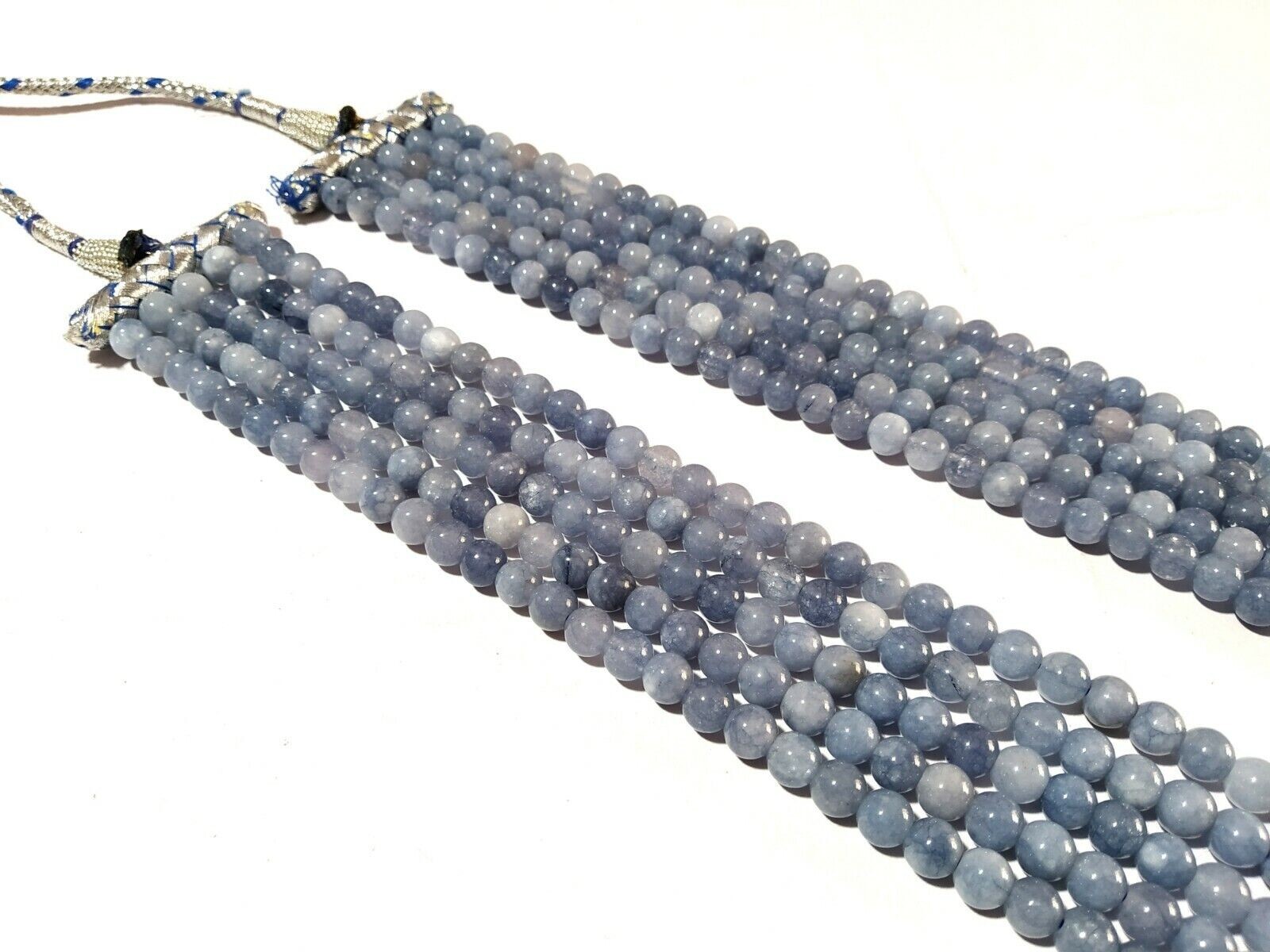 Blue Aquamarine Round Smooth 6-6.5mm Loose Gemstone Beads 16-20″Inch 1 Necklace